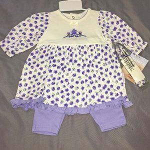 Tapioca Purple Floral Top & Pants Set + Headband